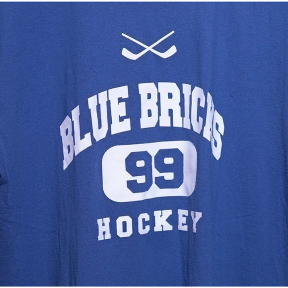 VTG Gildan 90s Minnesota Blue Brick Hockey T-Shirt Men’s L 50/50 Crew Neck OS - Picture 2 of 8